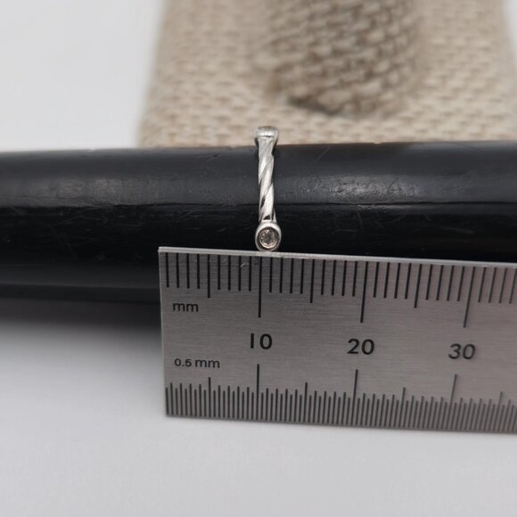 Size 8.25 Sterling Silver Small Genuine Diamonds Bright Ring A2075 - Picture 8 of 9